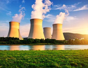 Nuclear power plant at sunset (1)