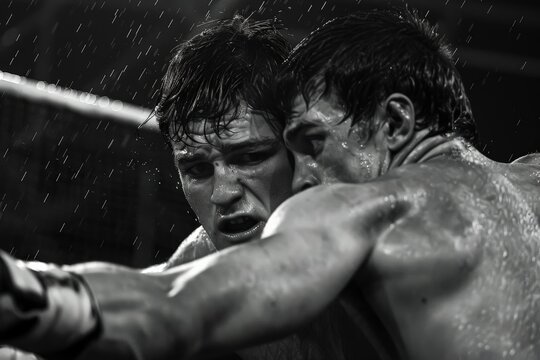 Two Wrestlers Competing in the Ring