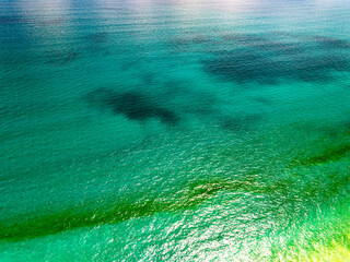 Beautiful sea surface in summer season Drone top view nature ocean background