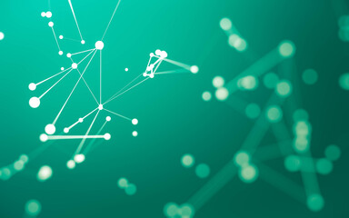 Abstract background. Molecules technology with polygonal shapes, connecting dots and lines. Connection structure. Big data visualization.