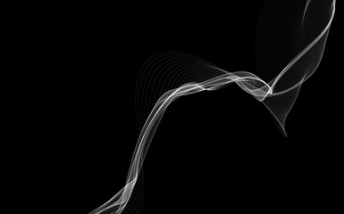 Dark abstract background with a glowing abstract waves