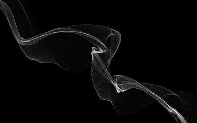 Dark abstract background with a glowing abstract waves