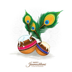 Indian hindu festival of janmashtami celebration card background