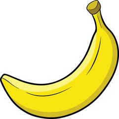 Bright yellow banana with a curve perfect for eating new 2025 trendy colourful fruit vector illustration