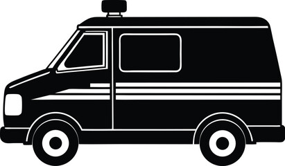 Silhouette of an Ambulance Vehicle with Emergency Light new 2025 trendy colourful fruit vector illustration