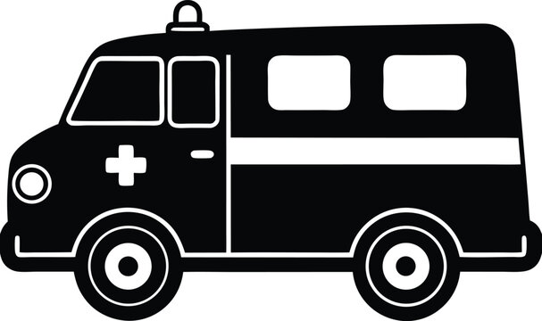 Silhouette of a Modern Ambulance Vehicle with Medical Symbols new 2025 trendy colourful fruit vector illustration
