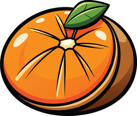 Vibrant Orange Slice with Green Leaf Top Healthy Fruit new 2025 trendy colourful fruit vector illustration