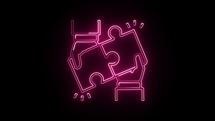 Glowing neon Collaborate icon animation with black background. HD animated outline teamwork video loop

