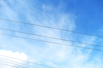 High voltage overhead electric wire as background