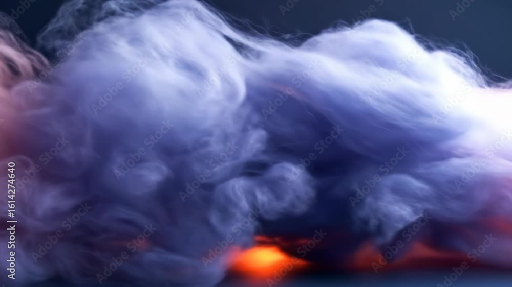 Poster mystical smoke plume in motion, gradient color shift, abstract visual effect creating serene and