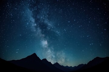 Starlit Night Sky with Mountain Silhouettes and Celestial Wonder