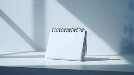 Blank spiral-bound notepad on a white surface.