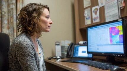 Professional in clinical setting reviews video footage of patient actions analyzing behavioral patterns to formulate effective treatment plans for developmental challenges.