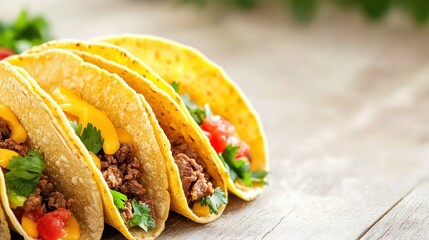 Delicious Beef Tacos with Cheese, Salsa, and Fresh Cilantro Garnish