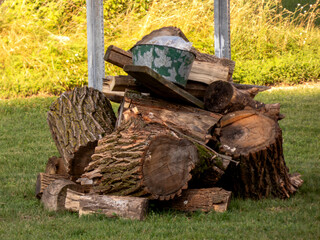 A woodpile in the backyard