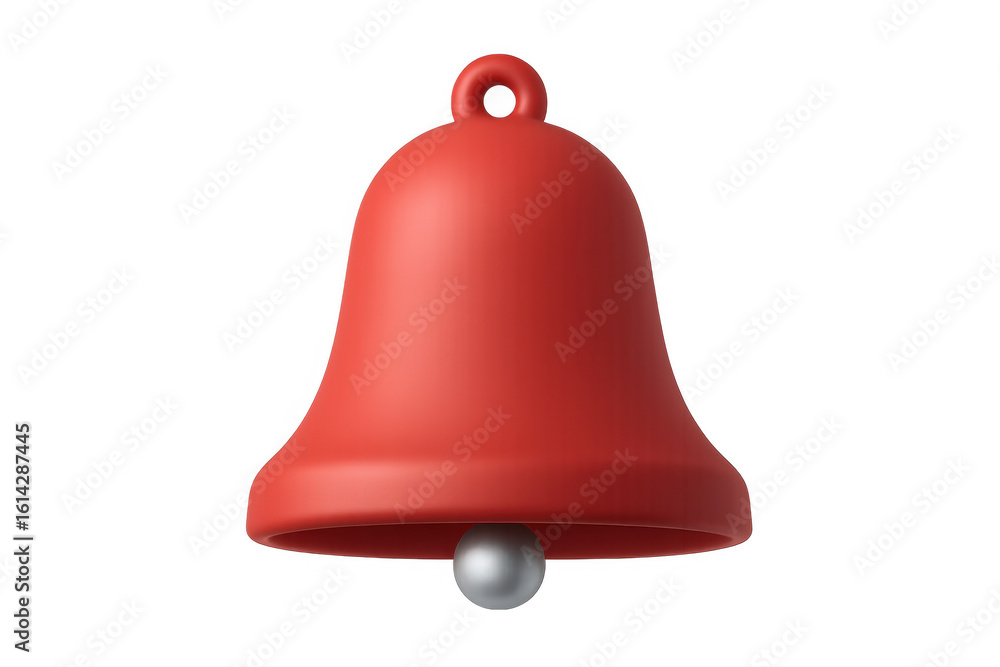 Poster 3d rendering of a red notification bell with a clapper, isolated on a transparent background, perfec