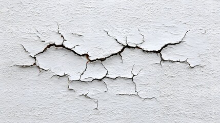 Obraz premium Extensive cracking in a white painted surface.