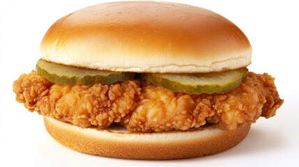 Crispy Fried Chicken Sandwich with Pickles and Soft Bun