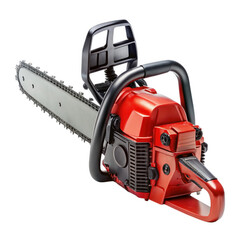 Fototapeta premium Professional Red Gasoline Chainsaw Isolated on White Background