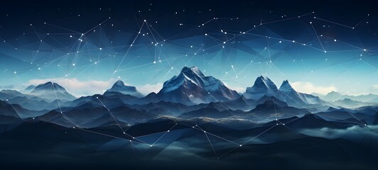 Mountain sky Wireframe,creative commons attribution, Generative AI