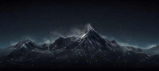 Mountain sky Wireframe,creative commons attribution, Generative AI