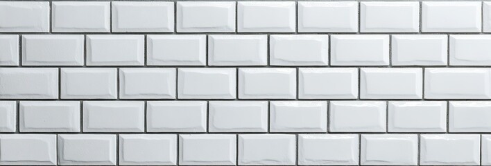 Fototapeta premium White subway tiles wall, clean interior, design background, home renovation
