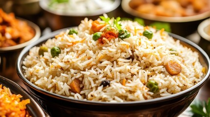 Flavorful Rice Dish with Vegetables and Nuts in a Bowl