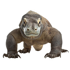 Obraz premium Png of A fierce Komodo dragon in a dynamic pose with textured skin and sharp claws, showcasing its predatory nature.
