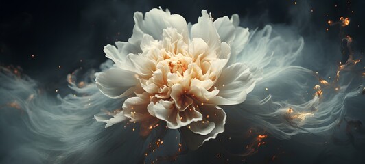 a light flower , coming out of the smoke ,, Generative AI