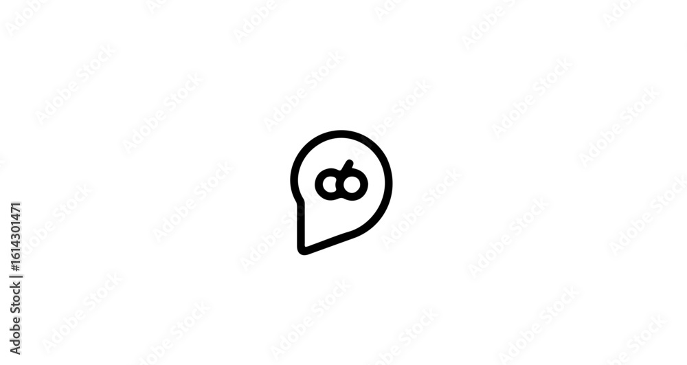 Poster social network icon download simple outline drawing of ghost with number eight inside vector illustr