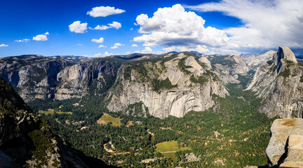 Beautiful Vista of Yosemite Valley, California: Majestic Mountains and Waterfall, Perfect for Nature Lovers