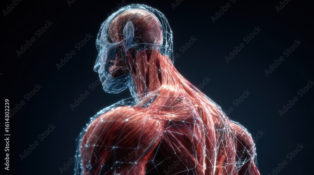 Aufkleber slowmotion image of muscle adjustments coordinating with sensory input for spatial orientation and e
