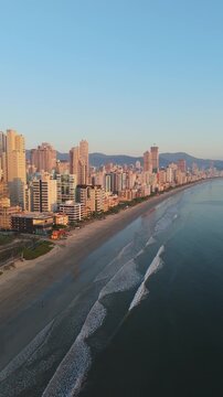 Modern Seaside Skyline of Itapema, Santa Catarina, Brazil on a Clear Summer Day