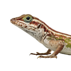 Obraz premium Png of Close-up of a colorful lizard showcasing vibrant patterns and textures in a striking profile view.