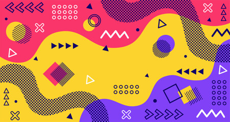 Abstract background with Memphis style and geometric shaped
