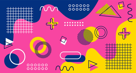 Abstract Modern Background With Memphis Geometric Shapes