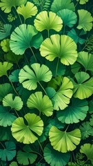 Fototapeta premium Lush Ginkgo Foliage Greenery Serenity Elegant Botanical Vertical Wallpaper Design