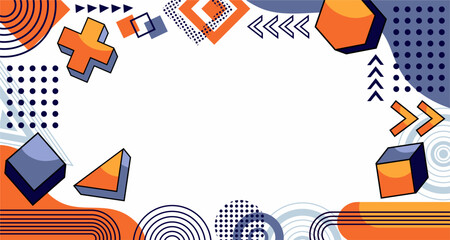 Abstract geometric background, Memphis style design background template graphics, colorful geometric shapes pattern