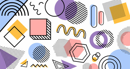 Memphis design background. Abstract memphis background. Geometric elements in memphis background