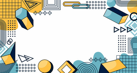 Memphis style geometric background playful design, abstract geometric background design template graphics, colorful geometric shape pattern