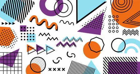 Memphis style geometric background playful design