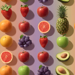 Rainbow collection of fruits and vegetables