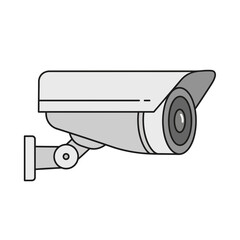 Security camera illustration mounted on a wall with gray tones and outline.