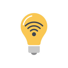 Lightbulb with wifi symbol inside isolated on white background.