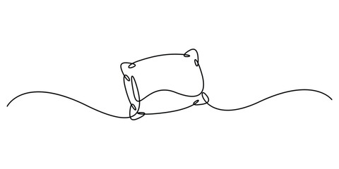 Continuous one line drawing of pillow. Pillow minimalistic outline line art vector illustration
