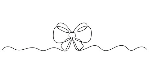 Simple continuous one line drawing of a gift bow ribbon vector illustration
