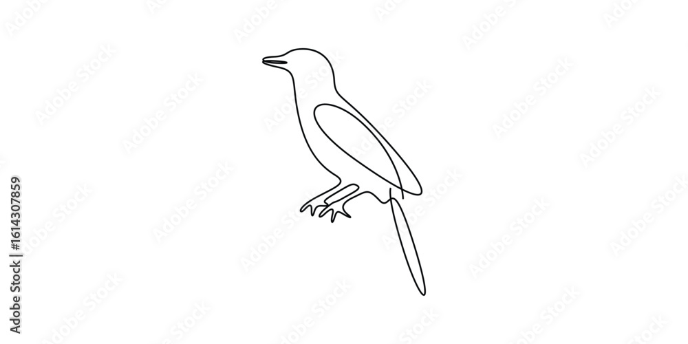 Poster continuous one line drawing of simple bird minimal outline vector illustration