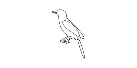 Continuous one line drawing of simple bird minimal outline vector illustration