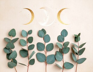 Minimal Botanical and Celestial Line Art with Moons. Generated image