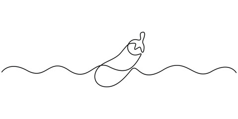 Eggplant in one continuous line art drawing style. Single line drawing eggplant. Doodle vector illustration